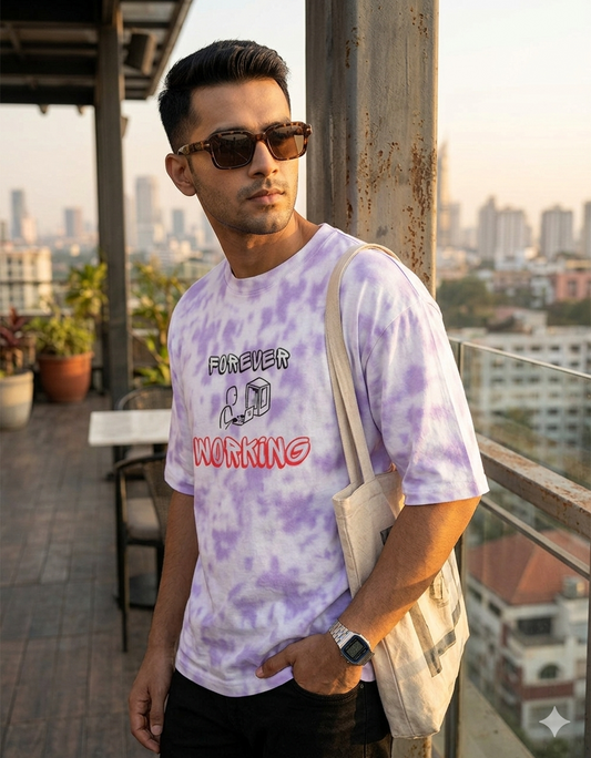 Forever Working | Tie-Dyed Oversized Tee