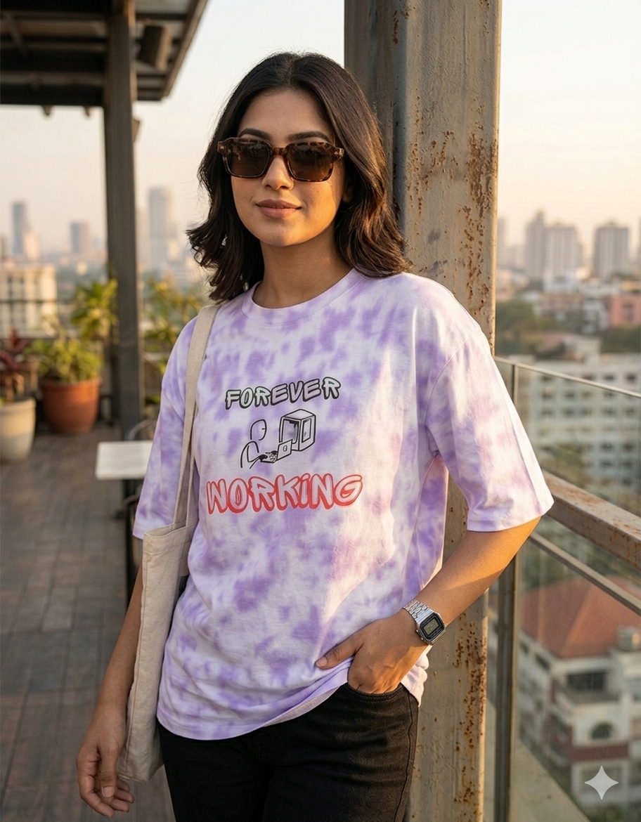 Forever Working | Tie-Dyed Oversized Tee