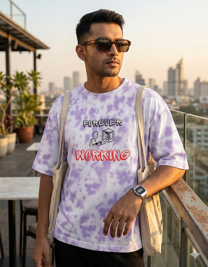 Forever Working | Tie-Dyed Oversized Tee