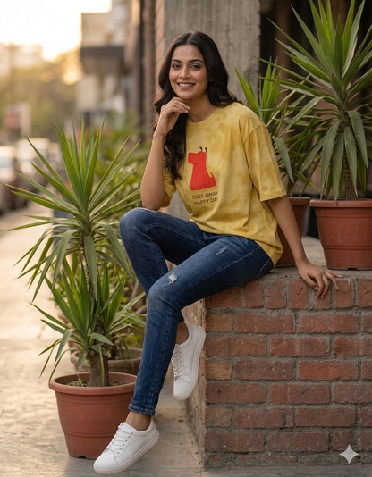 Happy Vibes | Tie-Dyed Oversized Tee