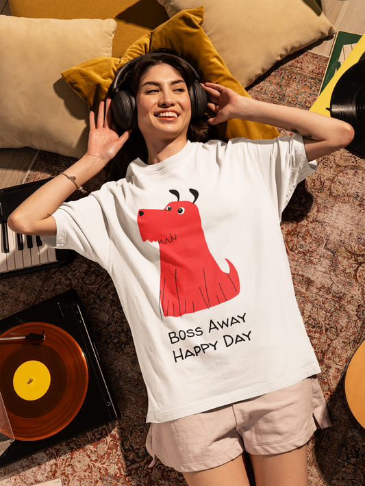 Oversized Graphic T-Shirt – Happy Vibes