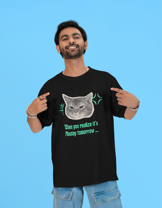 Oversized Graphic T-Shirt – Monday Mood Cat