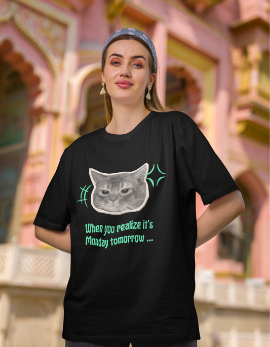 Oversized Graphic T-Shirt – Monday Mood Cat