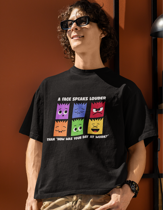 Oversized Emoji Graphic T-Shirt – Office Mood