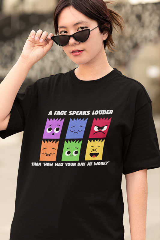 Oversized Emoji Graphic T-Shirt – Office Mood
